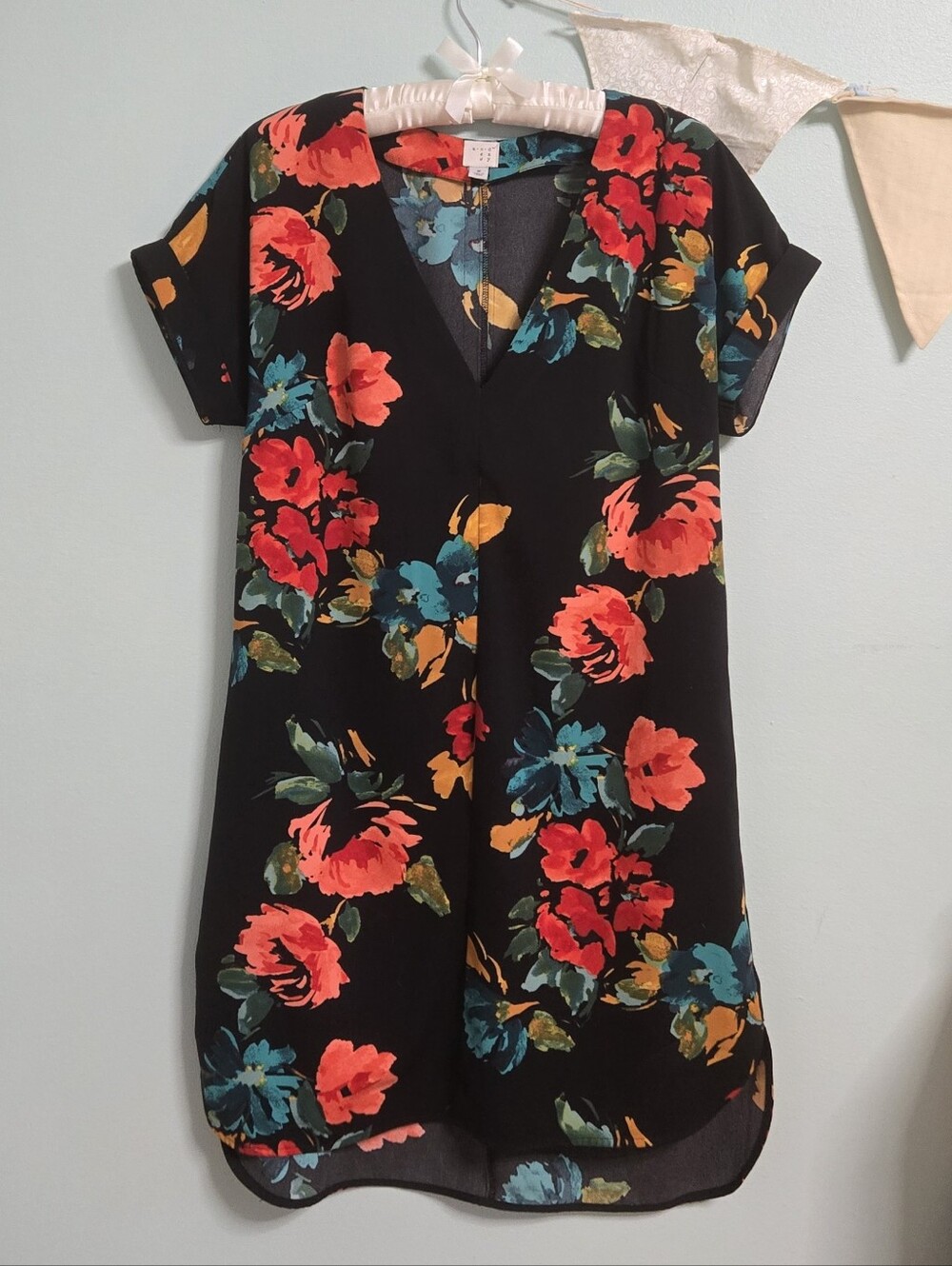 A New Day Target black floral colorful Shift dress